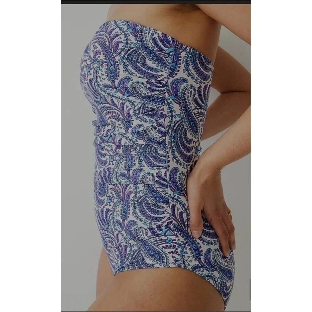 J. Crew Ratti Bandeau Paisley Print Swimsuit size 8